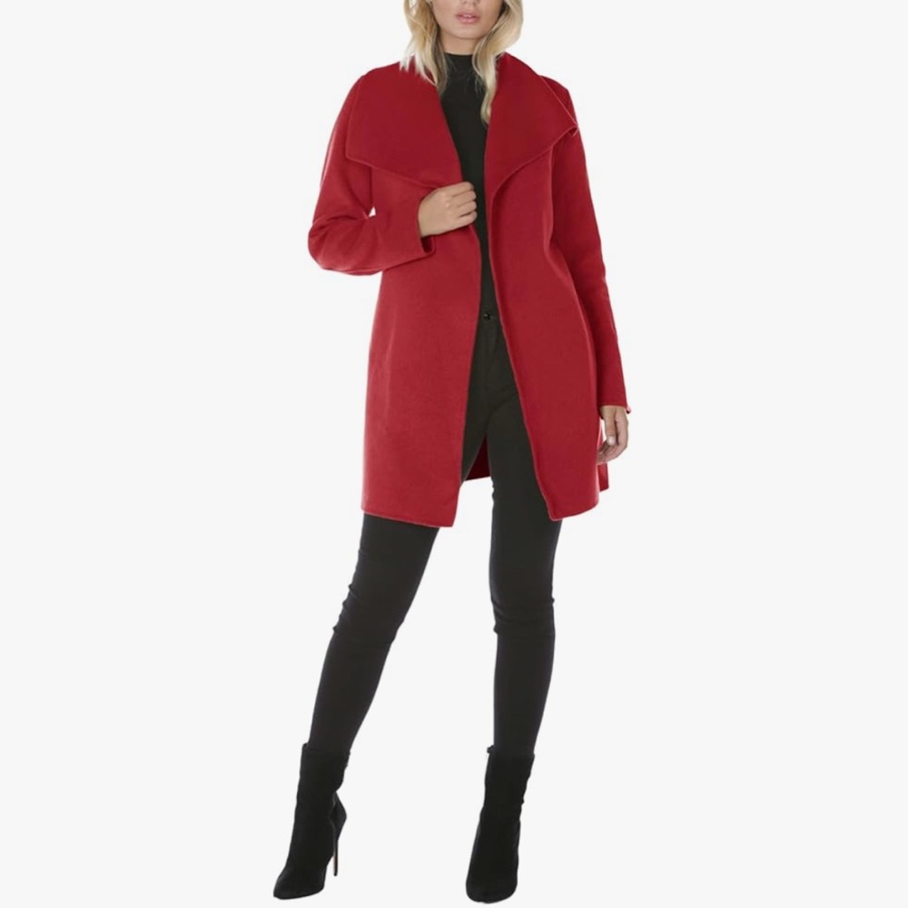 NWT- Tahari ‘Ella’ Wool Blend Shawl Collar Wrap Coat